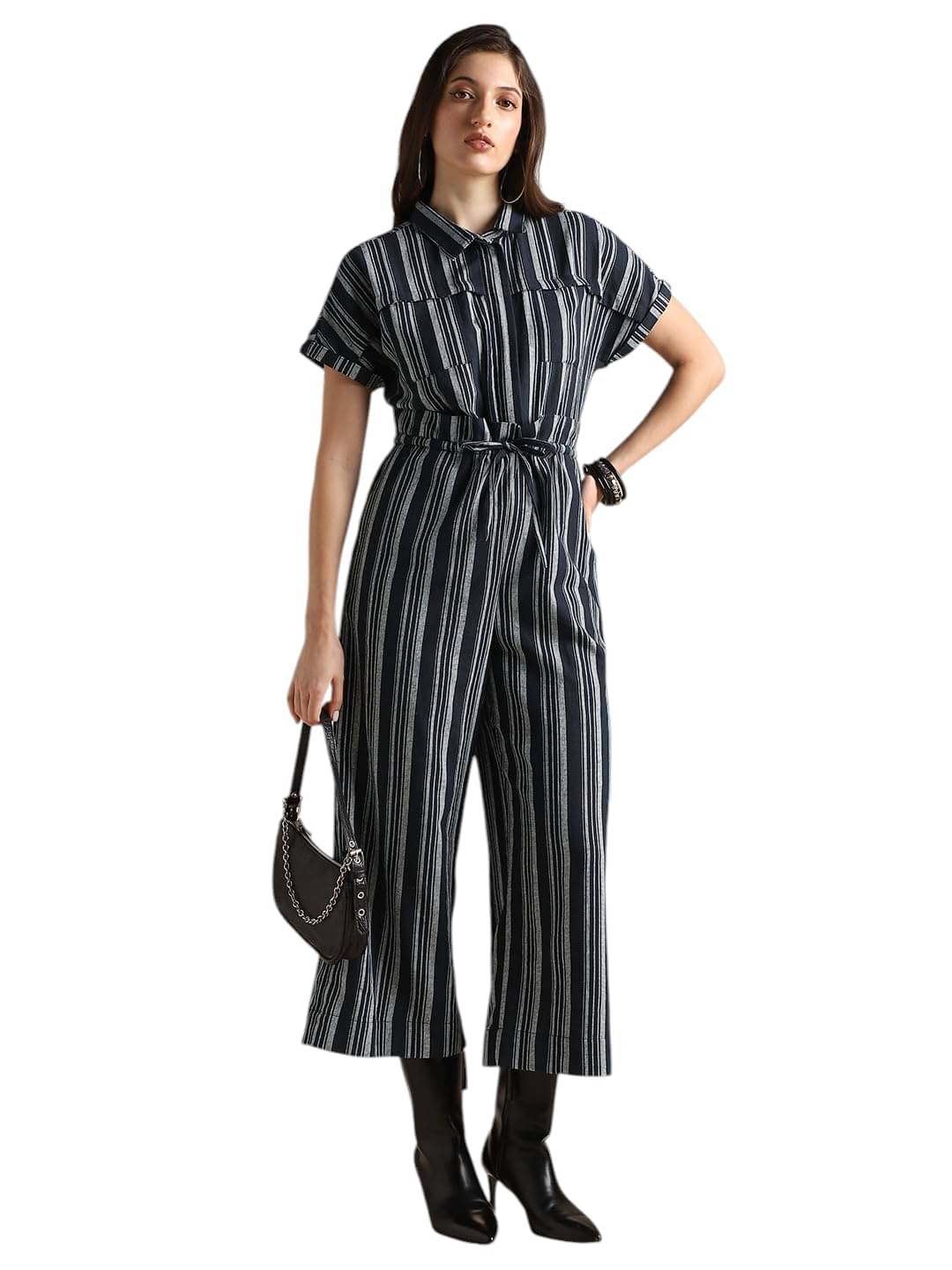     			Globus Women Cotton Jumpsuit ( Navy Blue )
