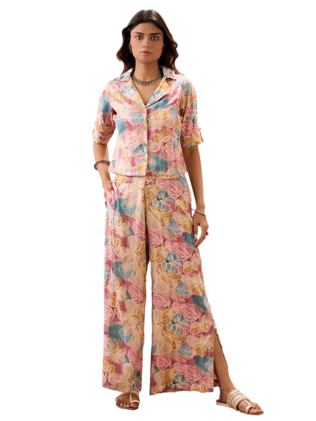     			Globus Women Shirt With Trousers Co-Ord Set ( Multicolor )