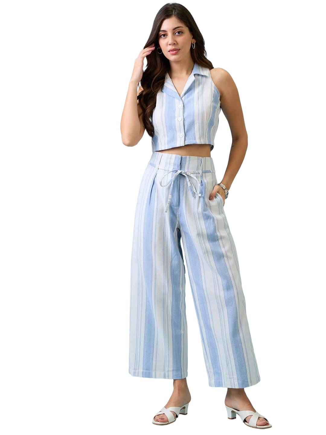     			Globus Women Shirt With Trousers Co-Ord Set ( White )