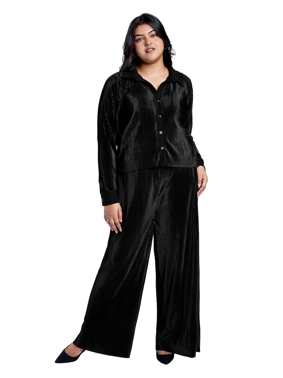     			Globus Women Shirt With Trousers Co-Ord Set ( Black )