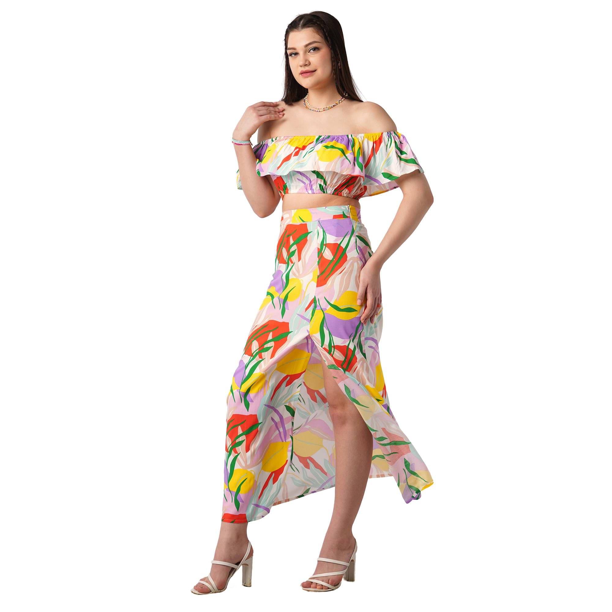     			Globus Women Top With Skirt Co-Ord Set ( Multicolor )