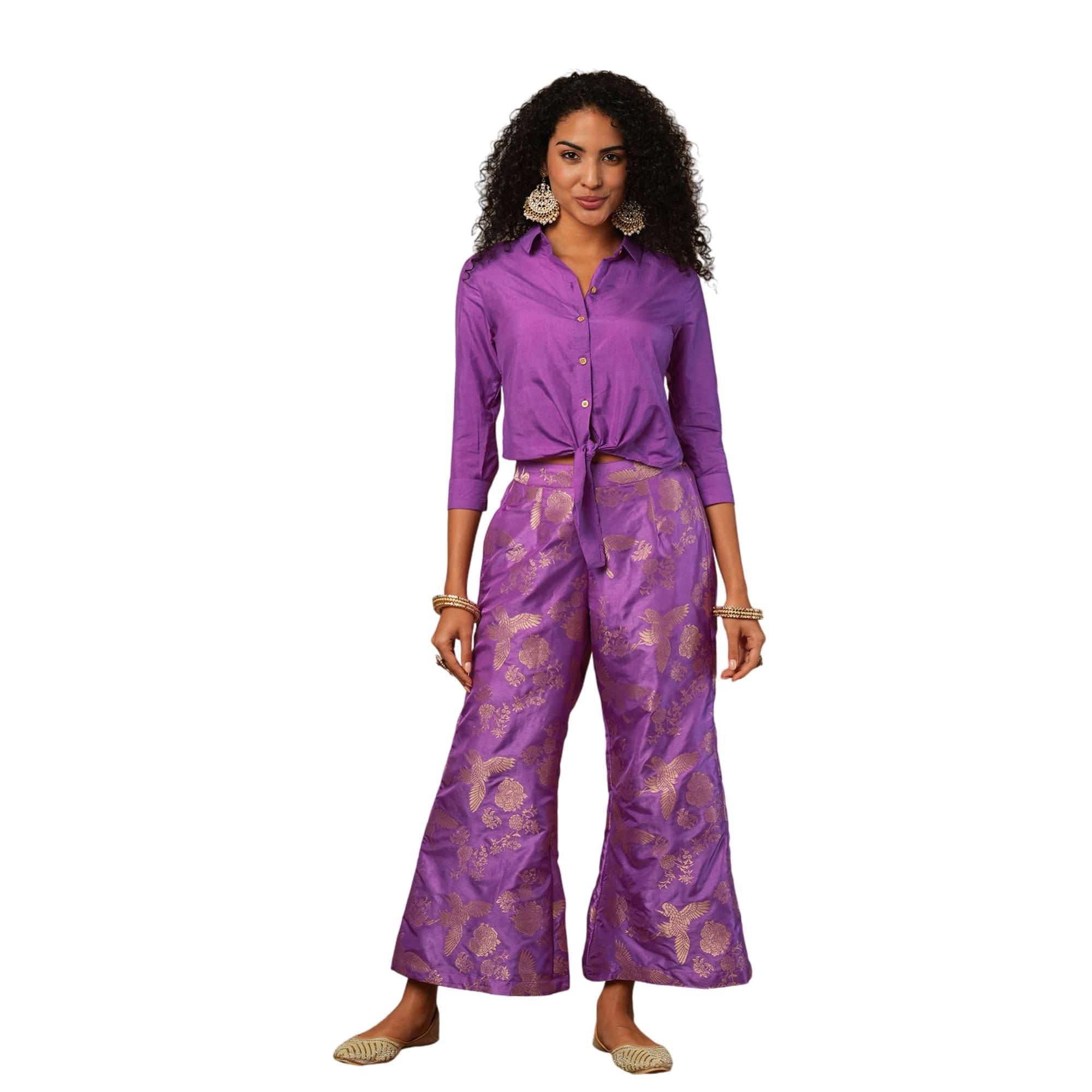     			Globus Women Top With Trousers Co-Ord Set ( Purple )
