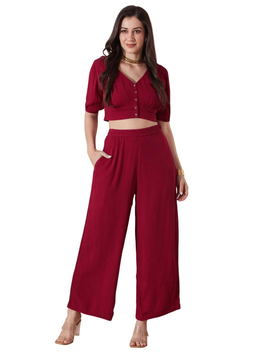     			Globus Women Top With Trousers Co-Ord Set ( Pink )
