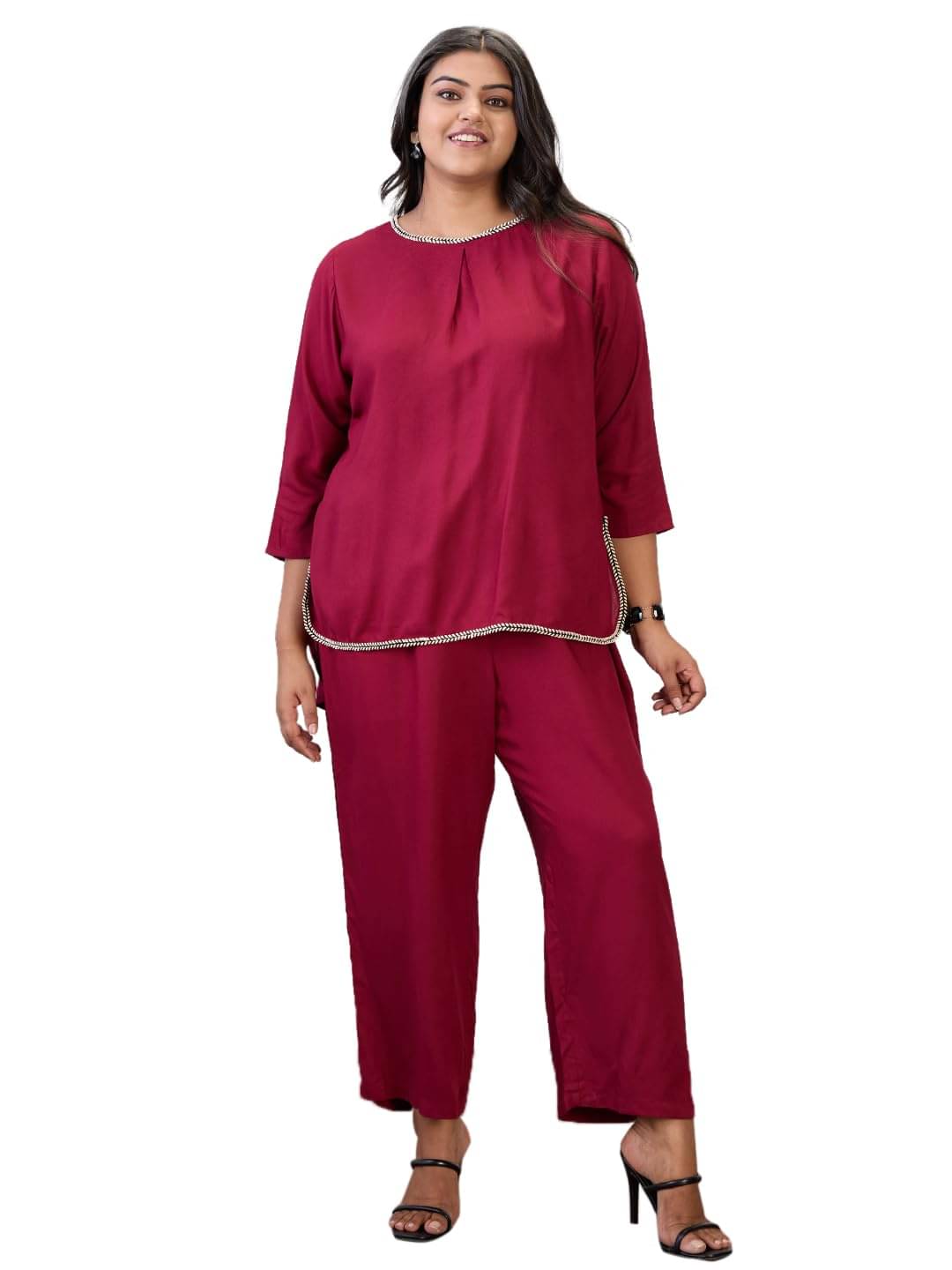     			Globus Women Top With Trousers Co-Ord Set ( Red )