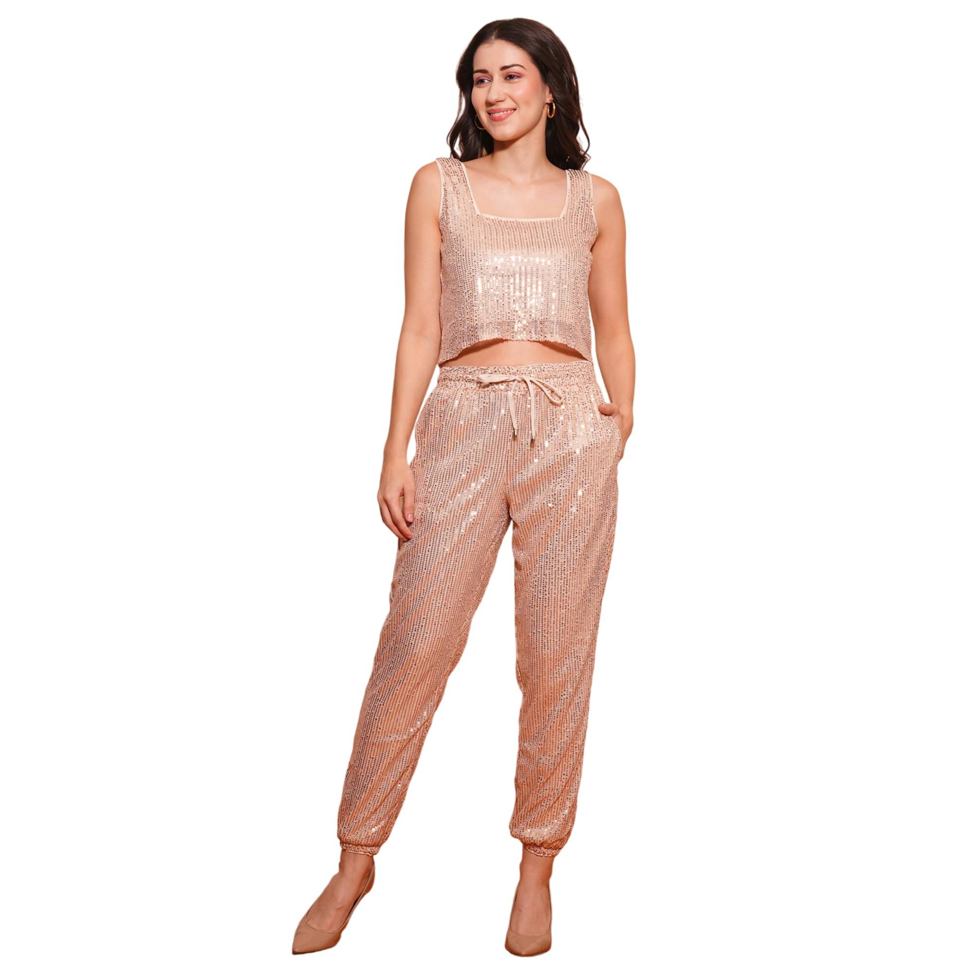     			Globus Women Top With Trousers Co-Ord Set ( Gold )