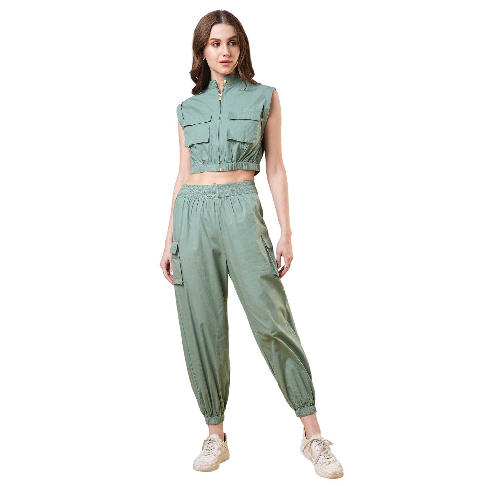     			Globus Women Top With Trousers Co-Ord Set ( Green )