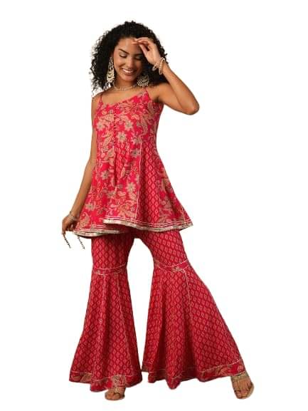    			Globus Women Tunic With Skirt Co-Ord Set ( Pink )