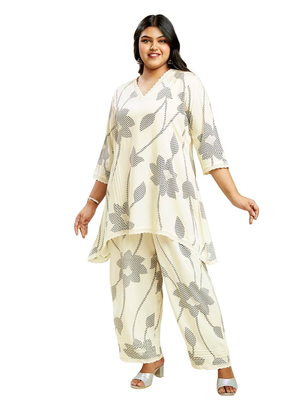     			Globus Women Tunic With Trousers Co-Ord Set ( Off White )