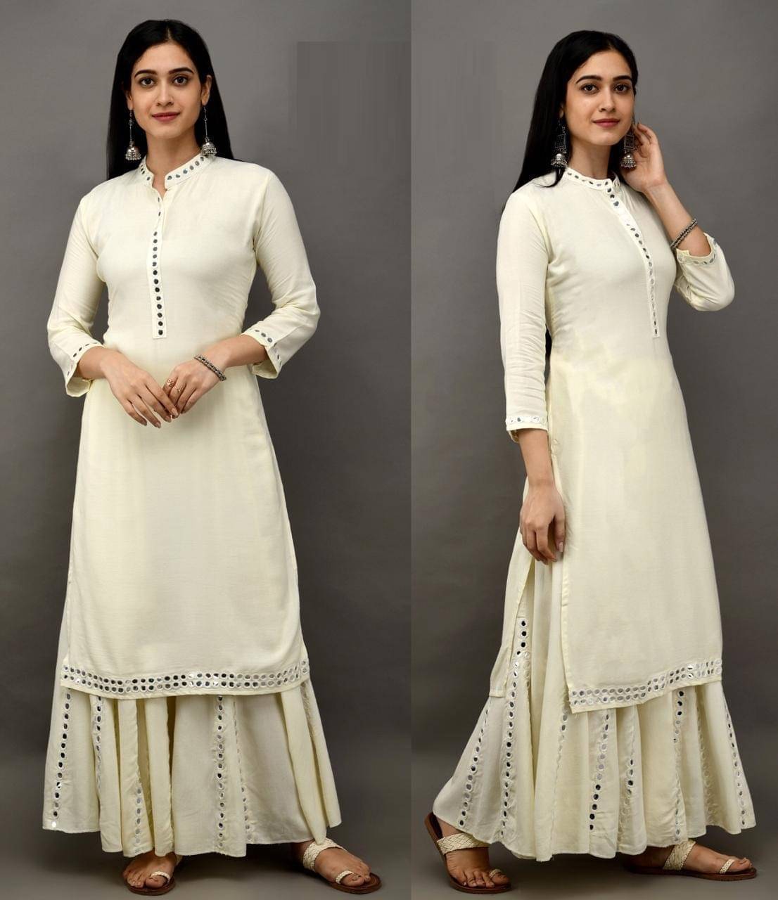     			HELWIN DESINGER Women Viscose Rayon Solid A-line Kurti ( White )