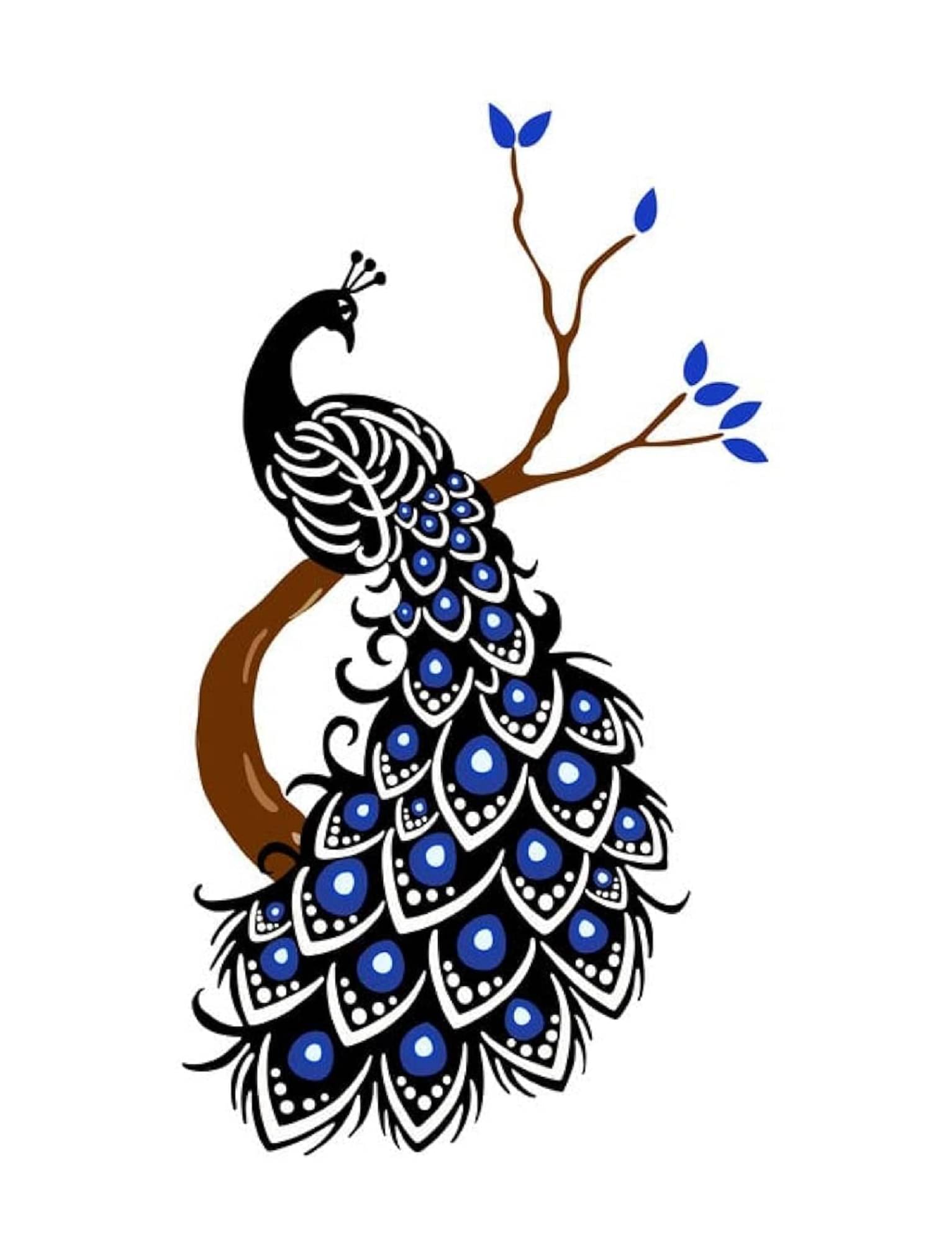     			KSArt Peacock On Branch Self Adhesive Wall Stickers For Home Decor Living Room Gift Items