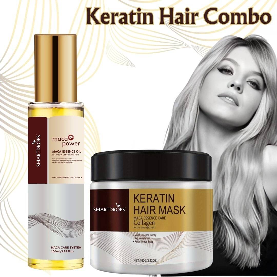     			Keratin Hair Mask with Maca Essence Oil – Shine & Manageability & Hydrating & Repairing Formula Combo Pack
