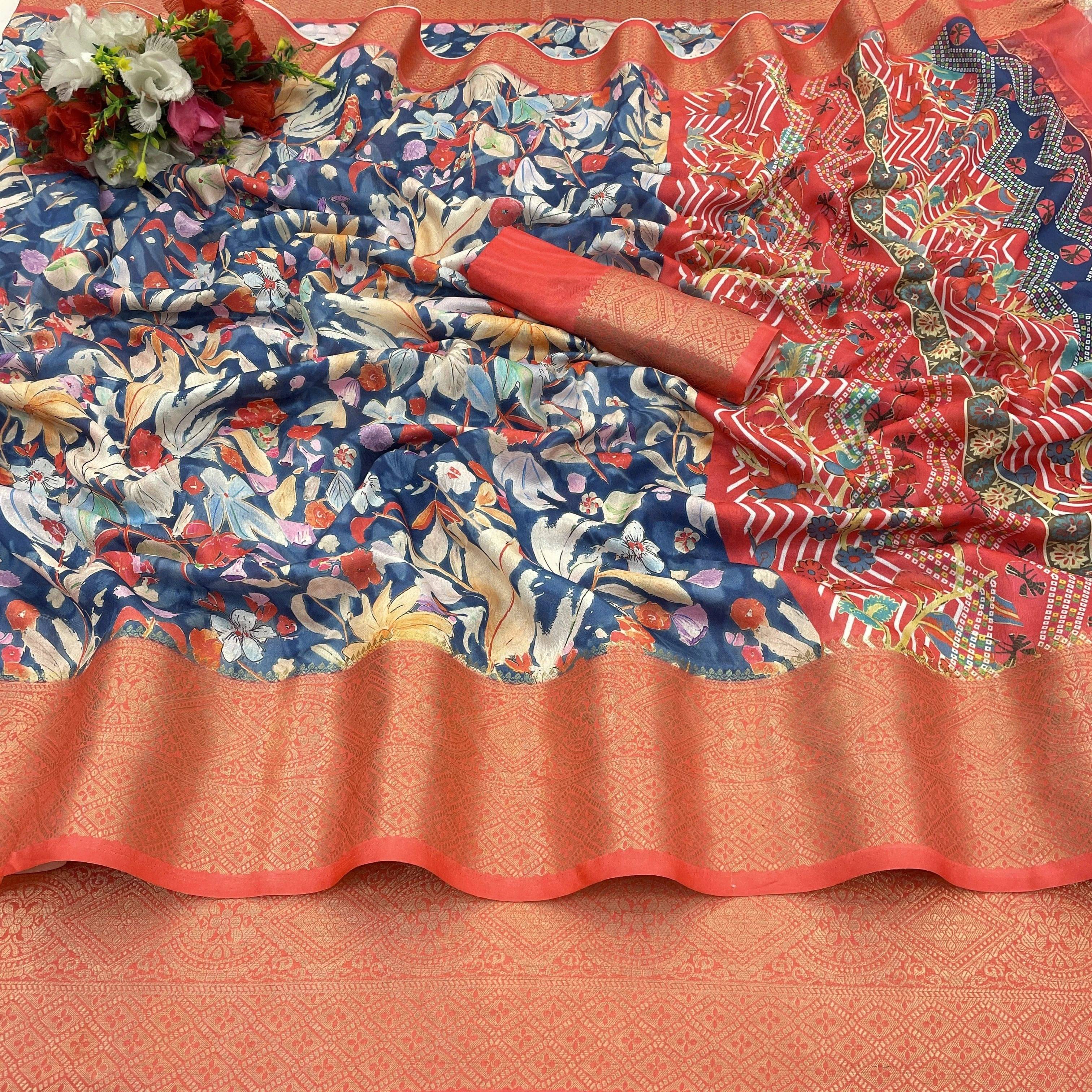     			Krisha Enterprise Chiffon Printed Regular Saree With Unstitched Blouse Piece ( Red )