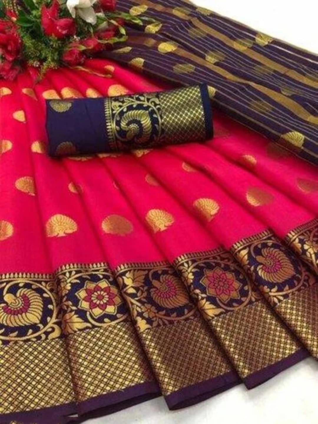 Krisha Enterprise Cotton Blend Woven Regular Saree With Unstitched Blouse Piece ( Multicolor 8 ) Krisha Enterprise Cotton Blend Woven Regular Saree With Unstitched Blouse Piece ( Multicolor 8 )
