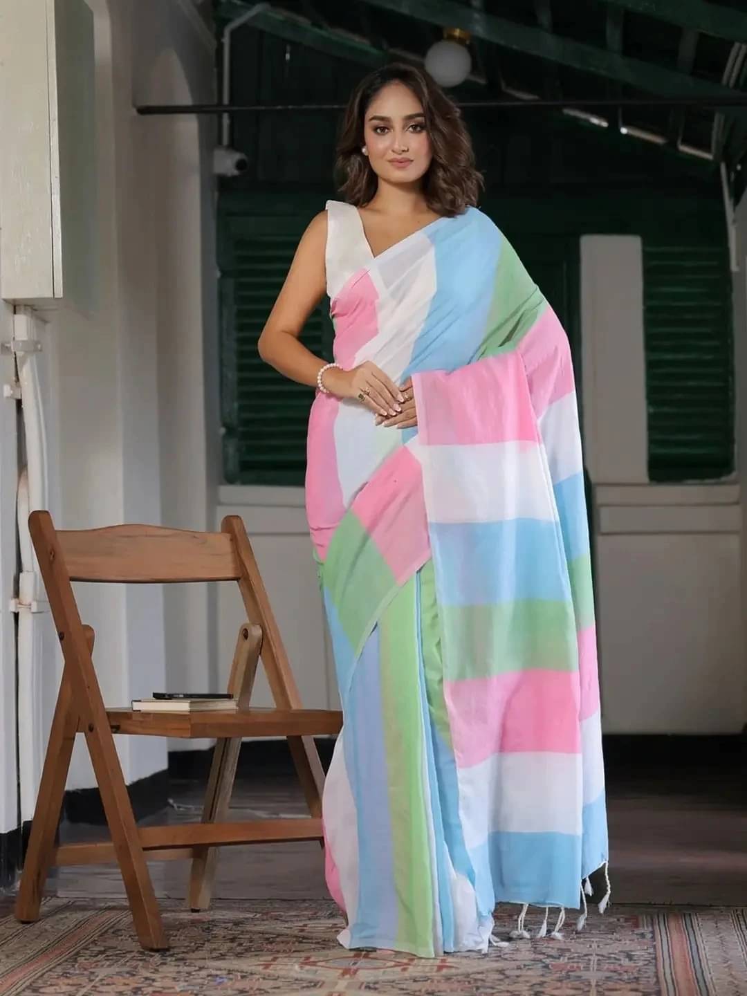 Krisha Enterprise Cotton Woven Regular Saree With Unstitched Blouse Piece ( Pink ) Krisha Enterprise Cotton Woven Regular Saree With Unstitched Blouse Piece ( Pink )