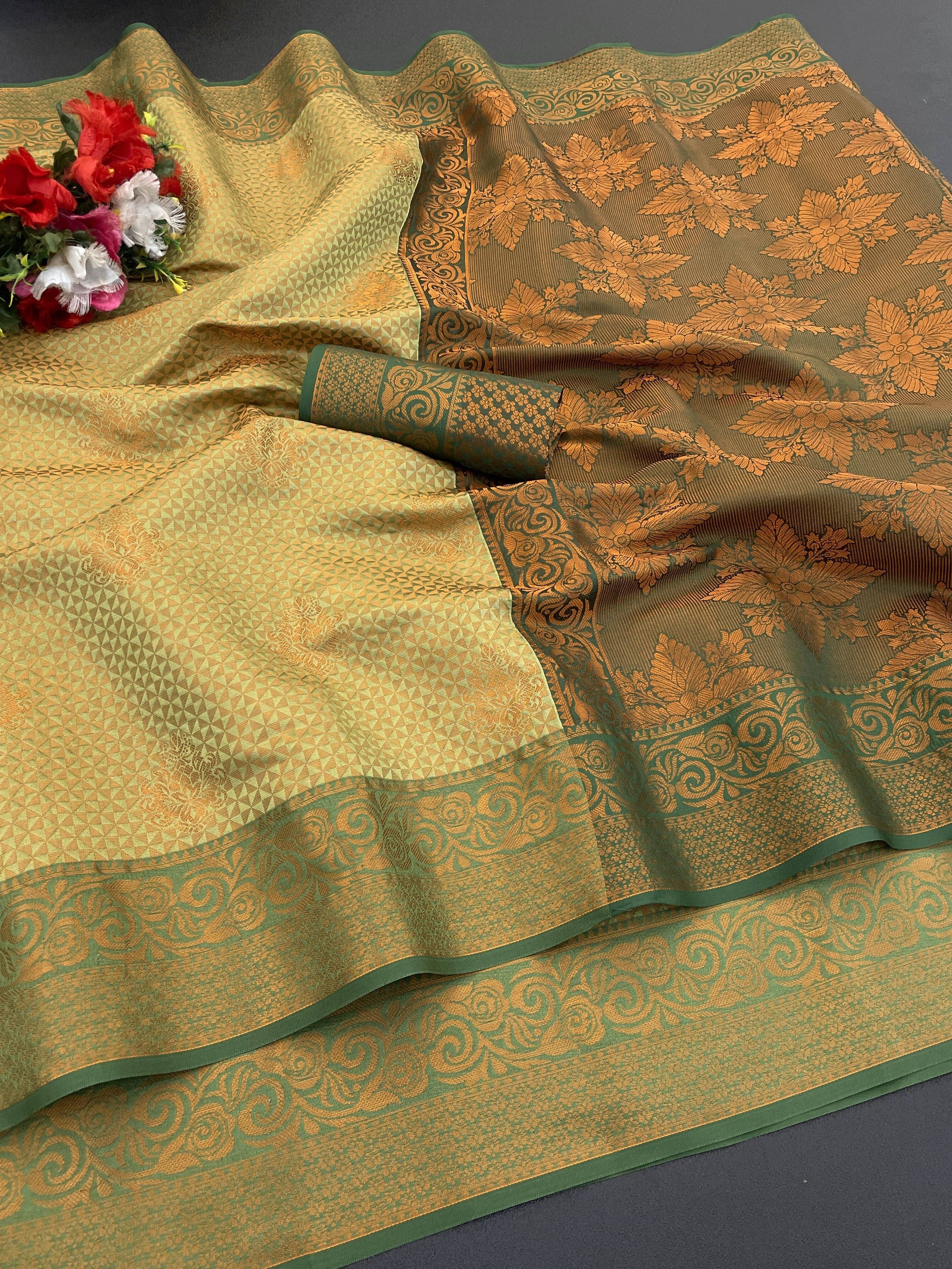     			Krisha Enterprise Jacquard Woven Regular Saree With Unstitched Blouse Piece ( Cream )