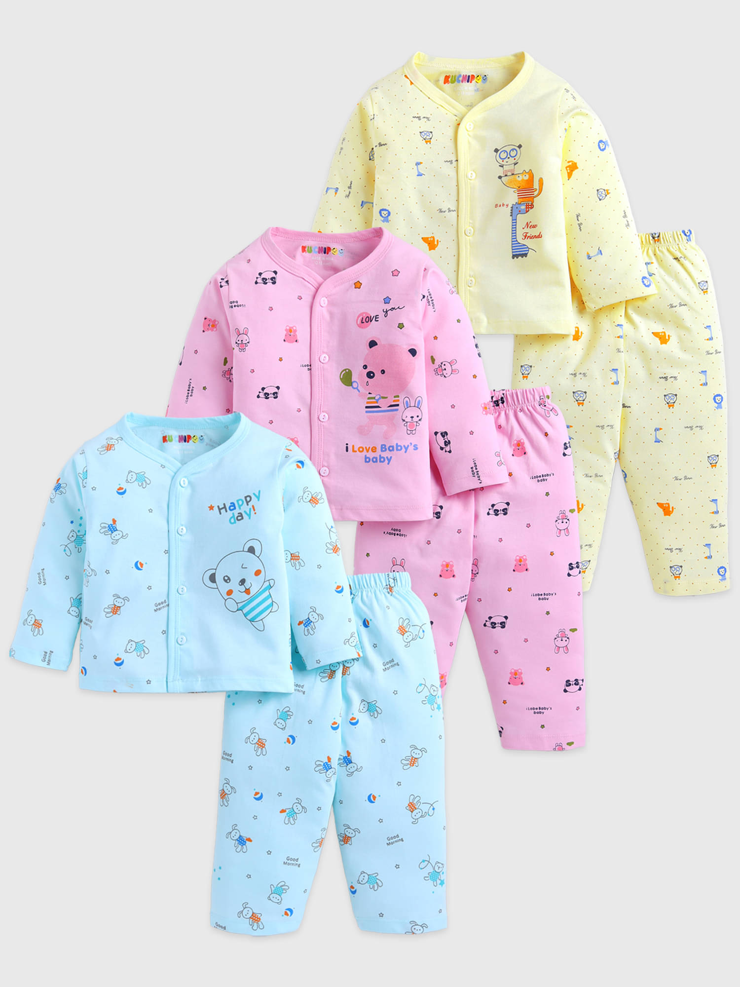 Kuchipoo Pack of 3 Boys Cotton T-Shirt & Trackpants Set ( Multicolor 1 ) Kuchipoo Pack of 3 Boys Cotton T-Shirt & Trackpants Set ( Multicolor 1 )