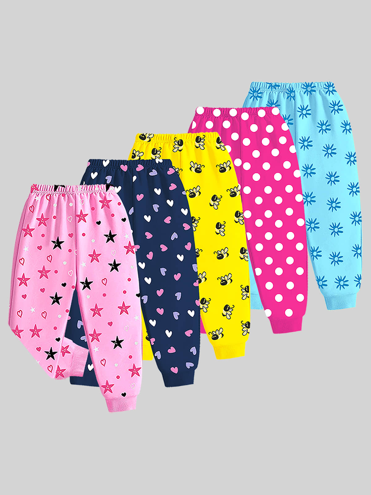 Kuchipoo Pack of 5 Girls Cotton Blend Legging ( Multicolor 4 )