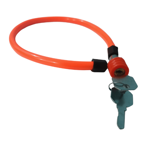 MALAIKAH PVC Orange Cable Lock 22 Inch with Steel Wire & 2 Keys – Durable Security Lock for Bicycle & Scooter – Single Pack