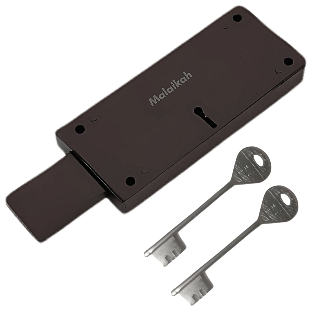     			MALAIKAH Side Shutter Lock with 2 Long Keys, 3 Turn Throw, Steel 5 Pieces Laminated Latch, Both Side Operated (Brown) Pack Of 1