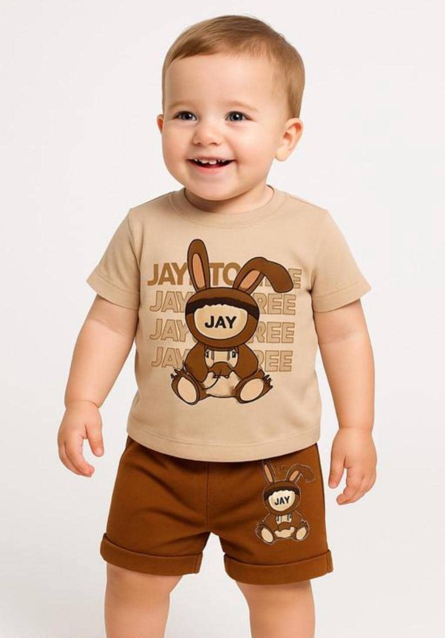 MUSNAHGARMENTS Pack of 1 Baby Boys Cotton Shirt & Shorts Set ( Brown )