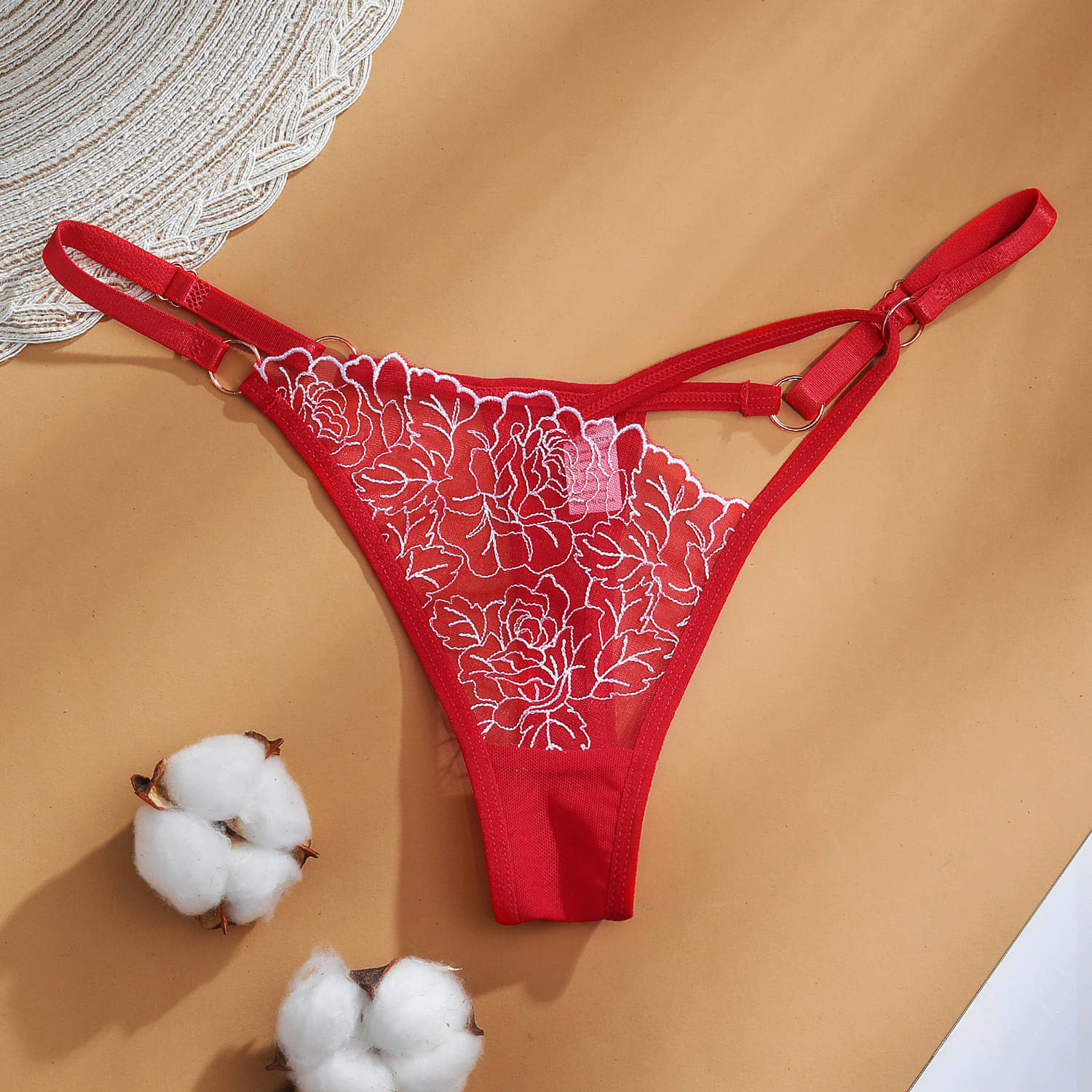     			Opulent Lace Thongs ( Red , Pack of 1 )