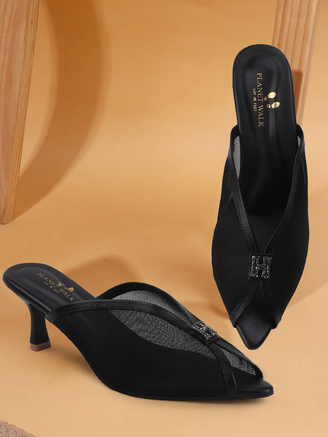     			PLANET WALK Black Women's Sandal Heels