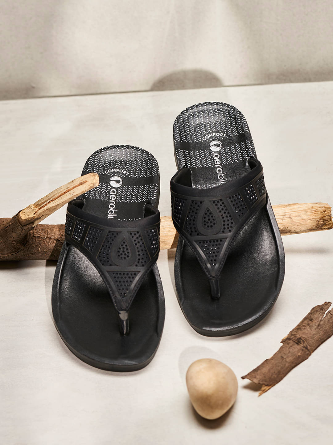     			Puntoblu Black Women's Thong Flip Flop