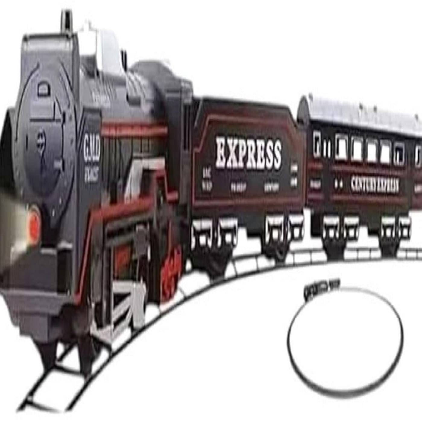     			Rail King Small Train Set for Kids – Rechargeable 21-Piece Toy with Sound, Light & Water Smoke, Includes Locomotive, Boxcar, Passenger Car & Tracks