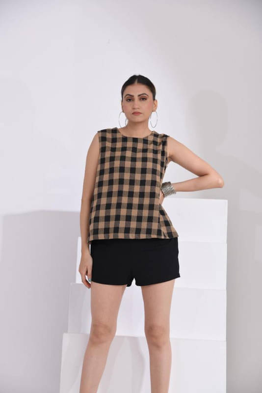     			SIDDHO HUM Women's Cotton Regular Top ( Brown )