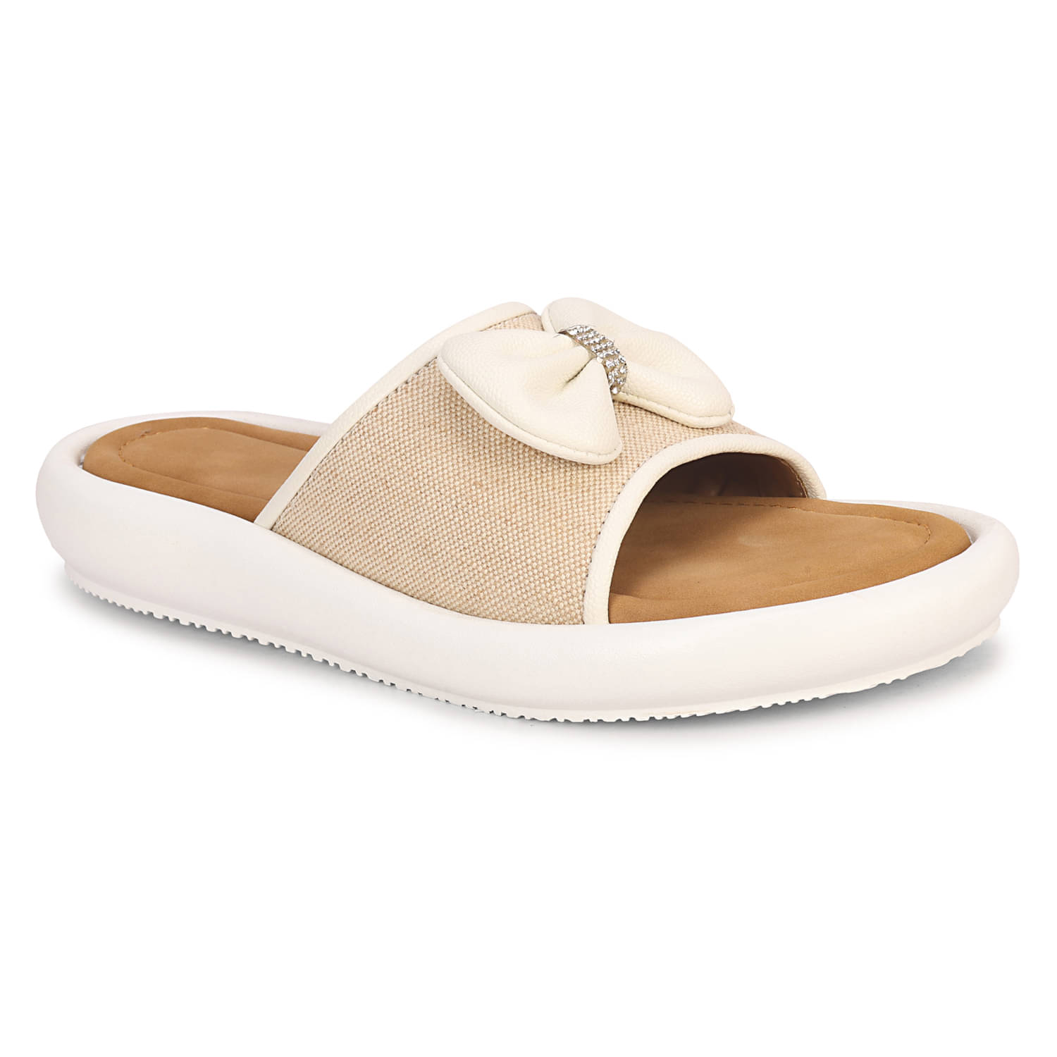     			Saheb White Women's Flats
