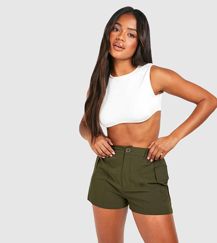     			Shine n Show Women Cotton Cargo Shorts ( Green )