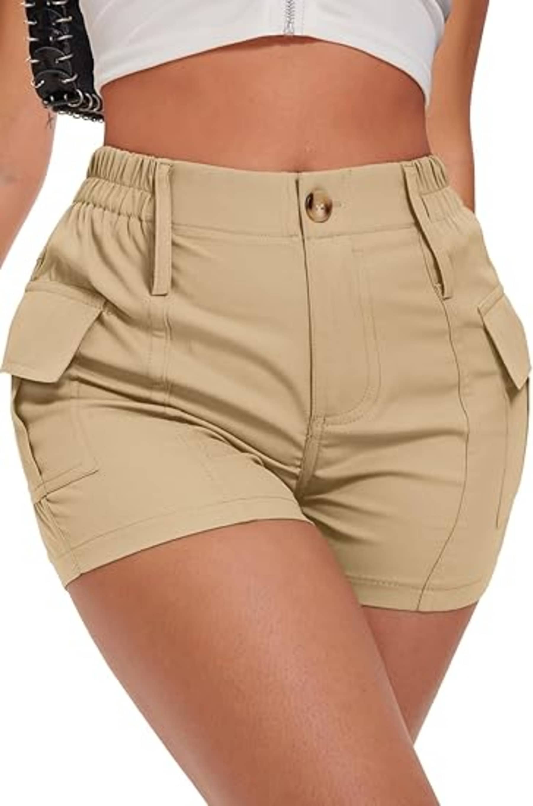 Shine n Show Women Cotton Cargo Shorts ( Beige )