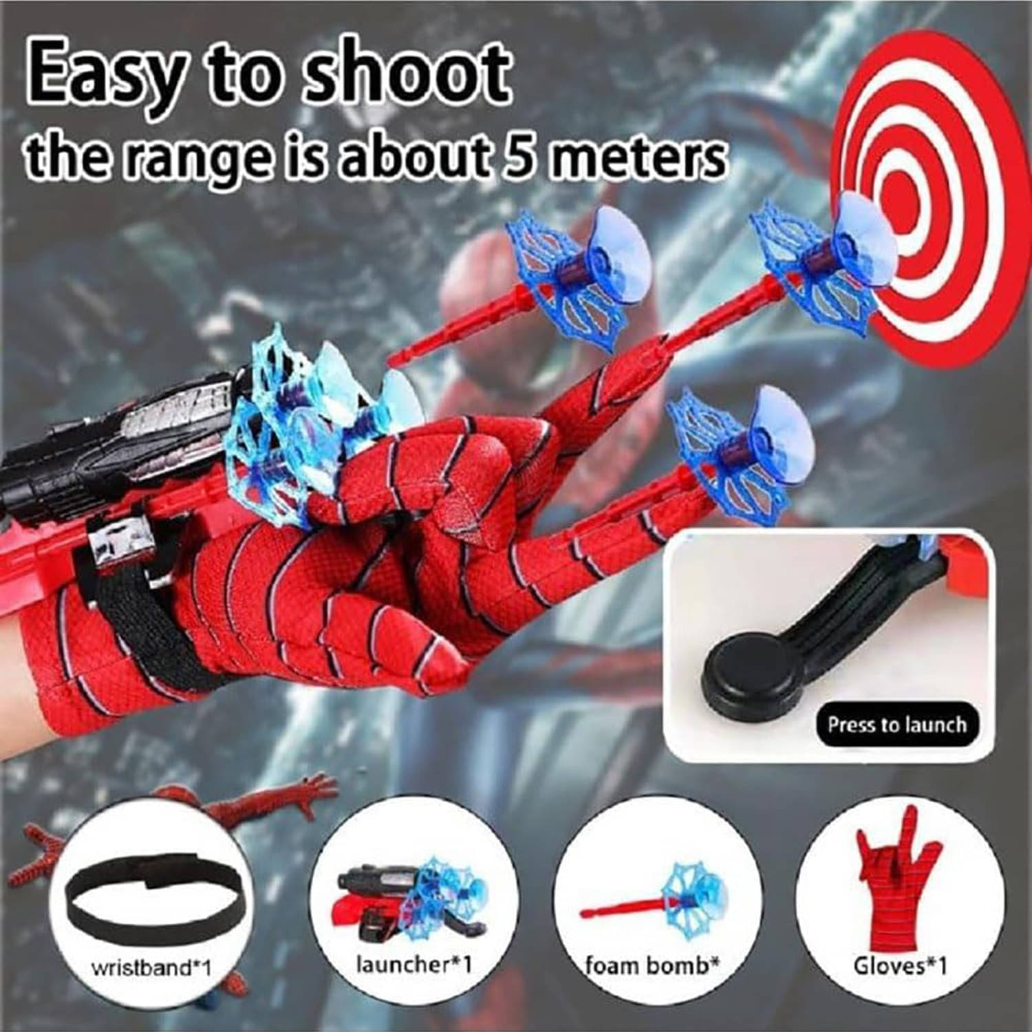     			Spider Web Shooters Toy for Kids Fans, Hero Launcher Wrist Toy Set, Cosplay Launcher Bracers Accessories, Sticky Wall Soft Bomb Funny Children's Educational Toys, Multicolor (Spider Webs)
