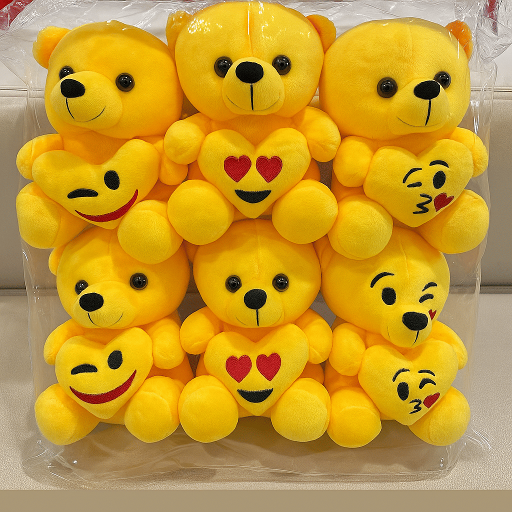     			Super Soft Plush teddy for kids Stuffed toy for kids/Baby/Gift Set of 6 - 20 cm (Yellow)