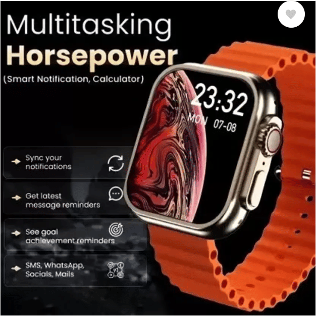     			T-800 Ultra Smart Watch With Wireless Charging And Sweatproof NX013 Smartwatch  (ORANGE Strap, Free Size)