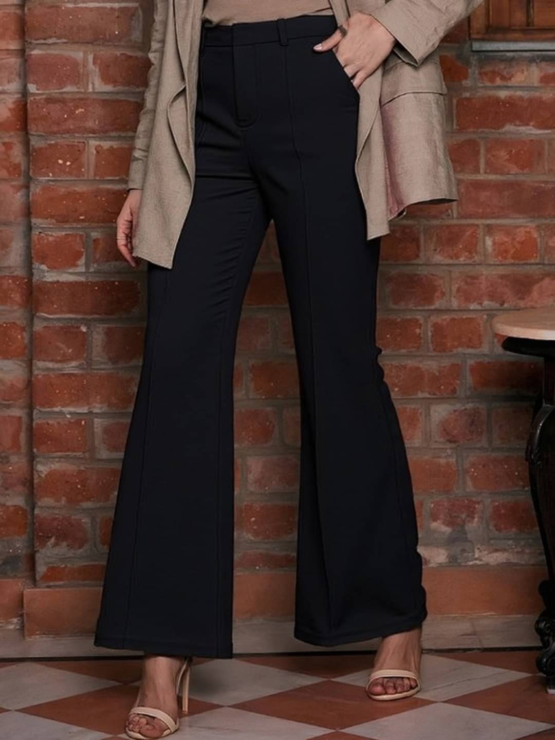     			THECLASSICTOGS Women Lycra Casual Trousers ( Black )
