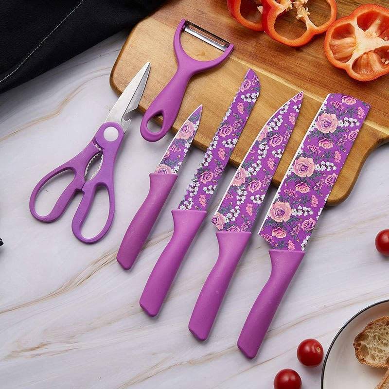     			THRIFTKART - 6 pcs Color Printing Knife Set Kitchen Knife Color Printing Knife 6 pcs Color Printing Knife for Home Kitchen use Non-Stick Blades with High Carbon Stainless Steel Blade (Multicolour)