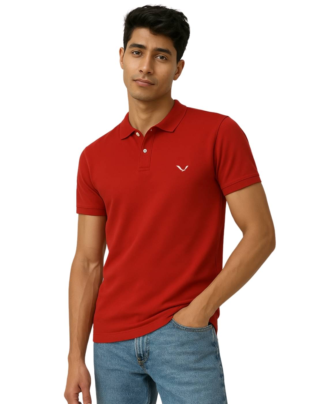 TREERANGA Men Cotton Blend Regular Fit Solid Polo T Shirt ( Red )     			TREERANGA Men Cotton Blend Regular Fit Solid Polo T Shirt ( Red )