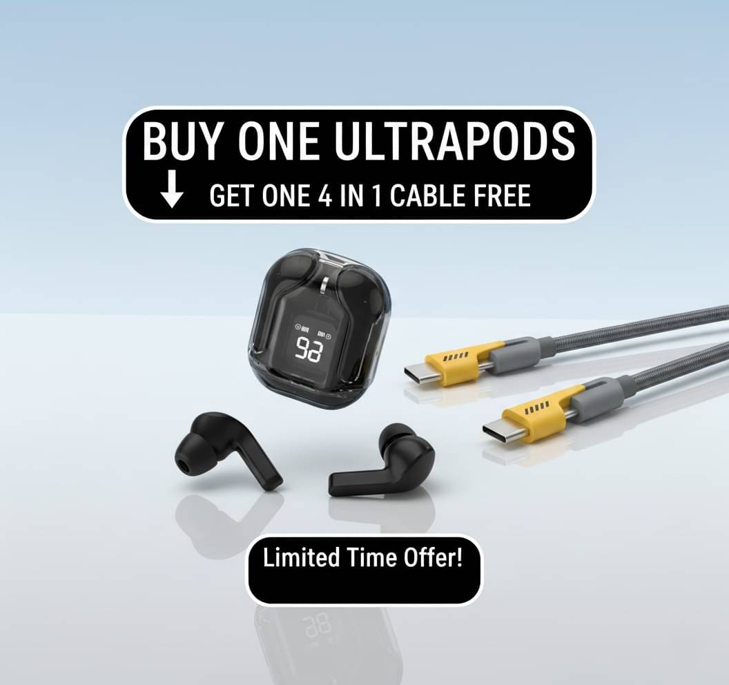     			Ultrapod Earpod True Wireless Bluetooth Headphone, TWS earphone, earphone, Best Quality Wireless Bluetooth Headphones & Earphones, 36 Hrs Playtime, 10mm HD Drivers, Sweat Proof
