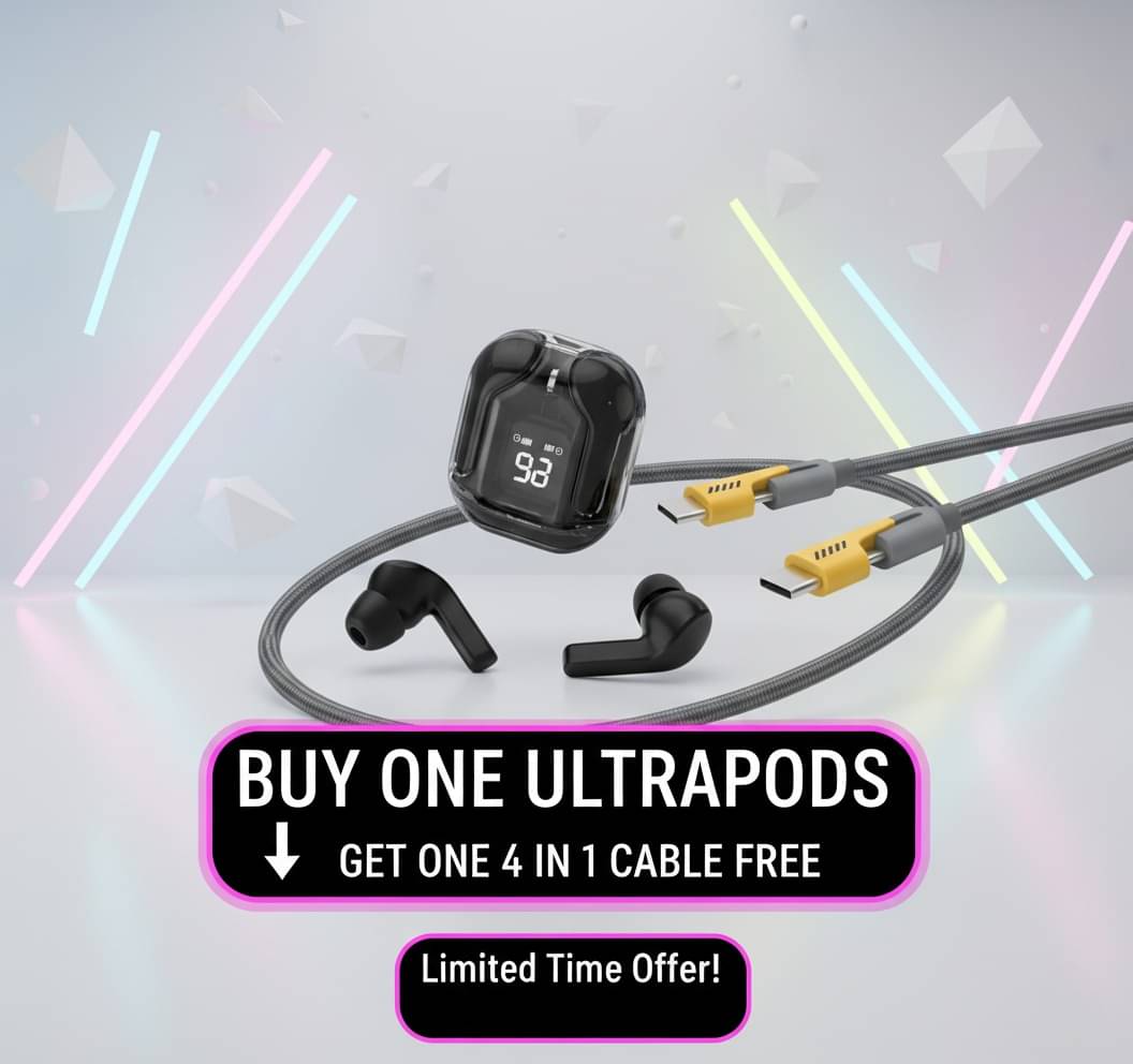     			Ultrapod Earpod True Wireless Bluetooth Headphone, TWS earphone, earphone, Best Quality Wireless Bluetooth Headphones & Earphones, 36 Hrs Playtime, 10mm HD Drivers, Sweat Proof