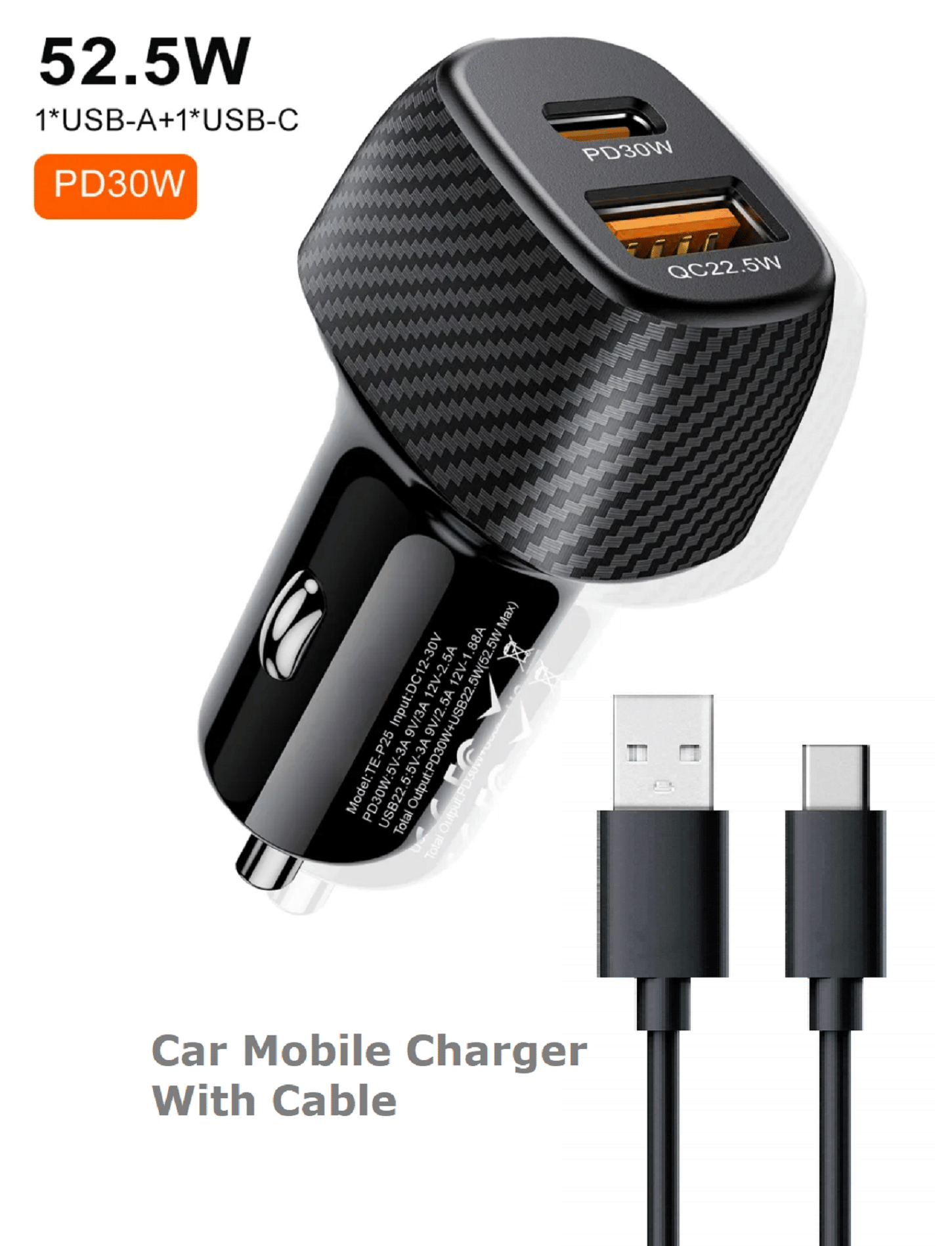     			UniBoss Car Mobile Charger Fast with Cable Black