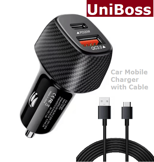     			UniBoss Car Mobile Charger Fast with Cable Black