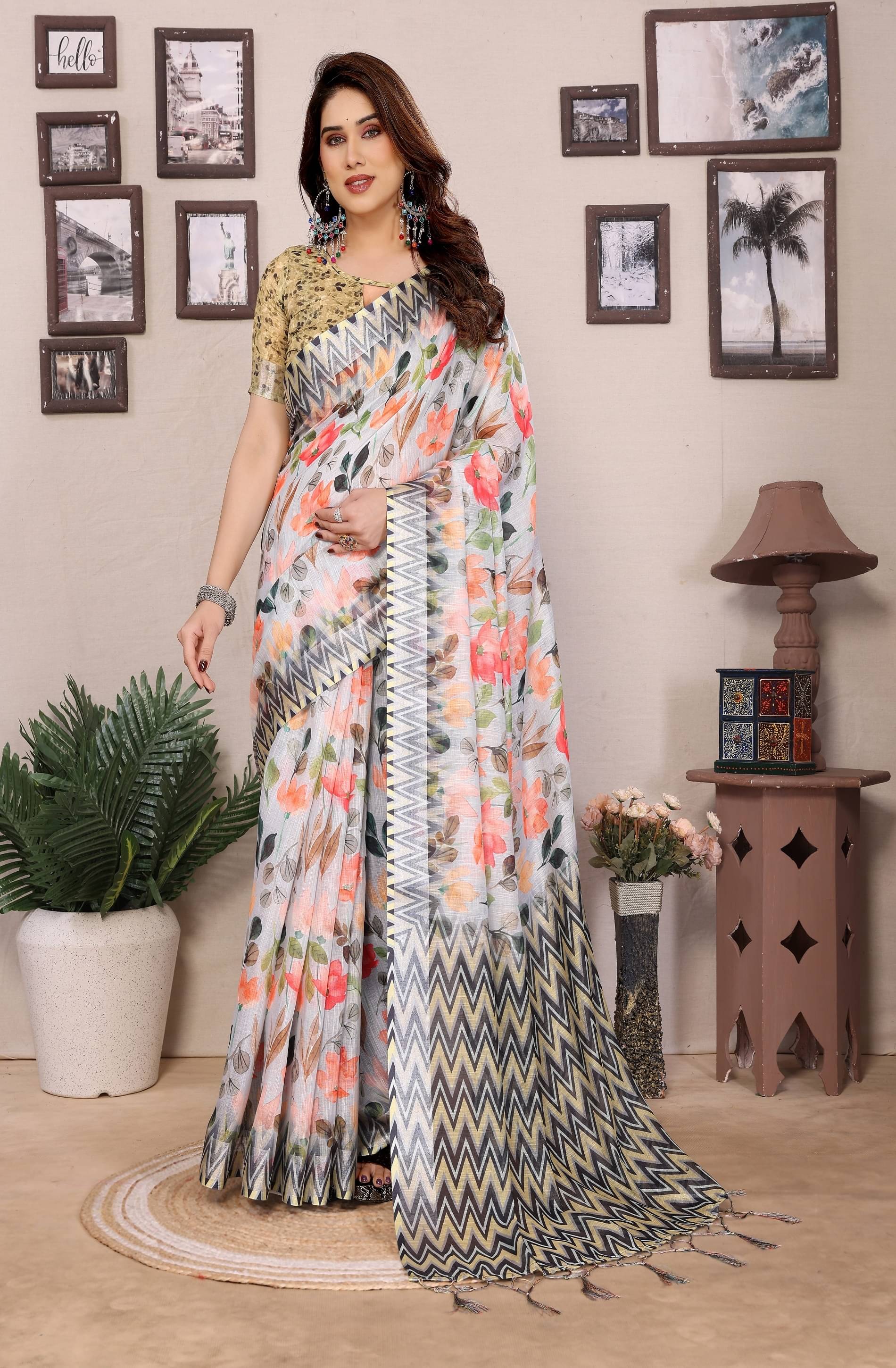     			WOVEN STOCK Cotton Silk Self Design Regular Saree With Unstitched Blouse Piece ( Multicolor 1 )