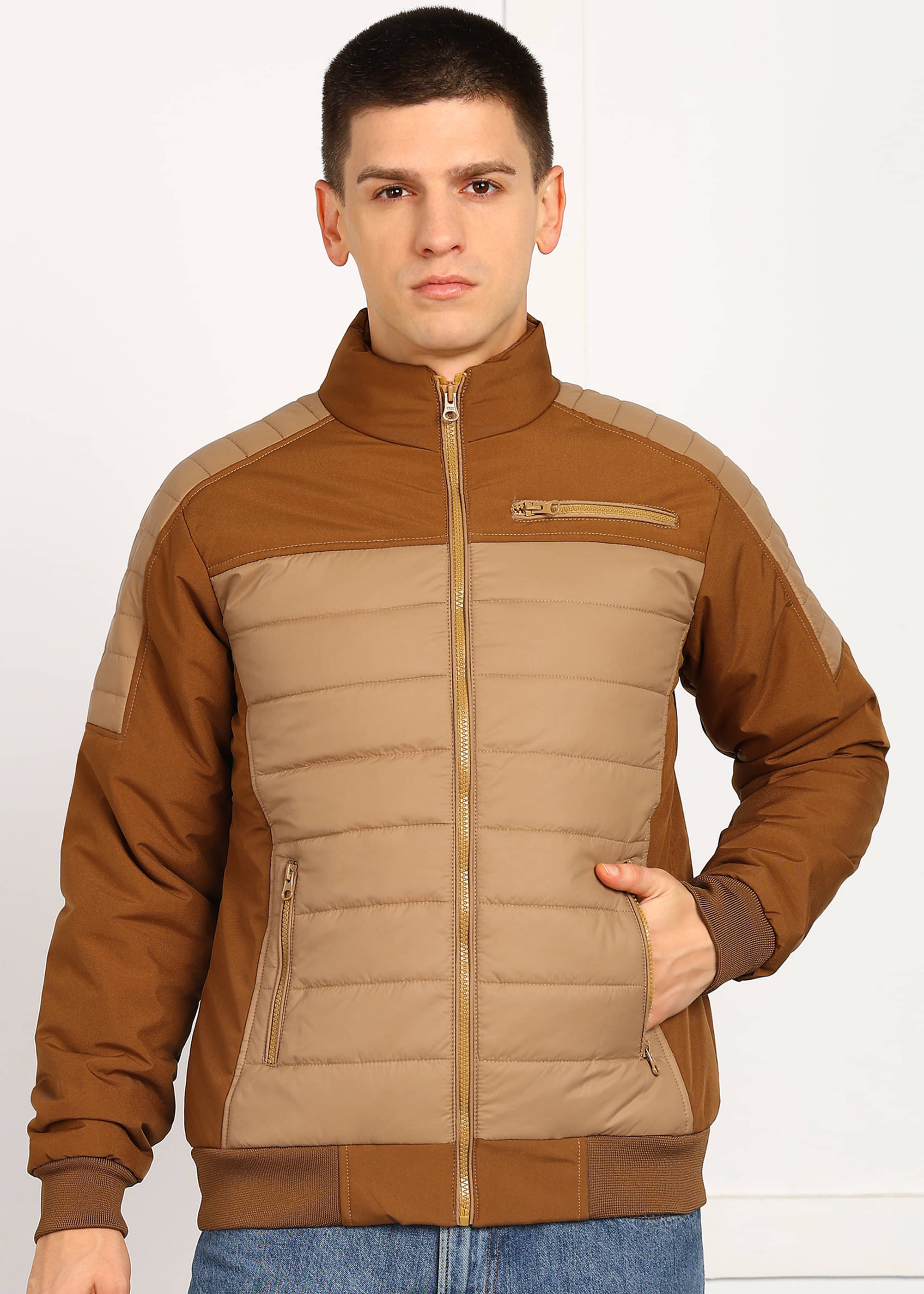 XFOX Polyester Men's Puffer Jacket - Brown ( Pack of 1 )     			XFOX Polyester Men's Puffer Jacket - Brown ( Pack of 1 )