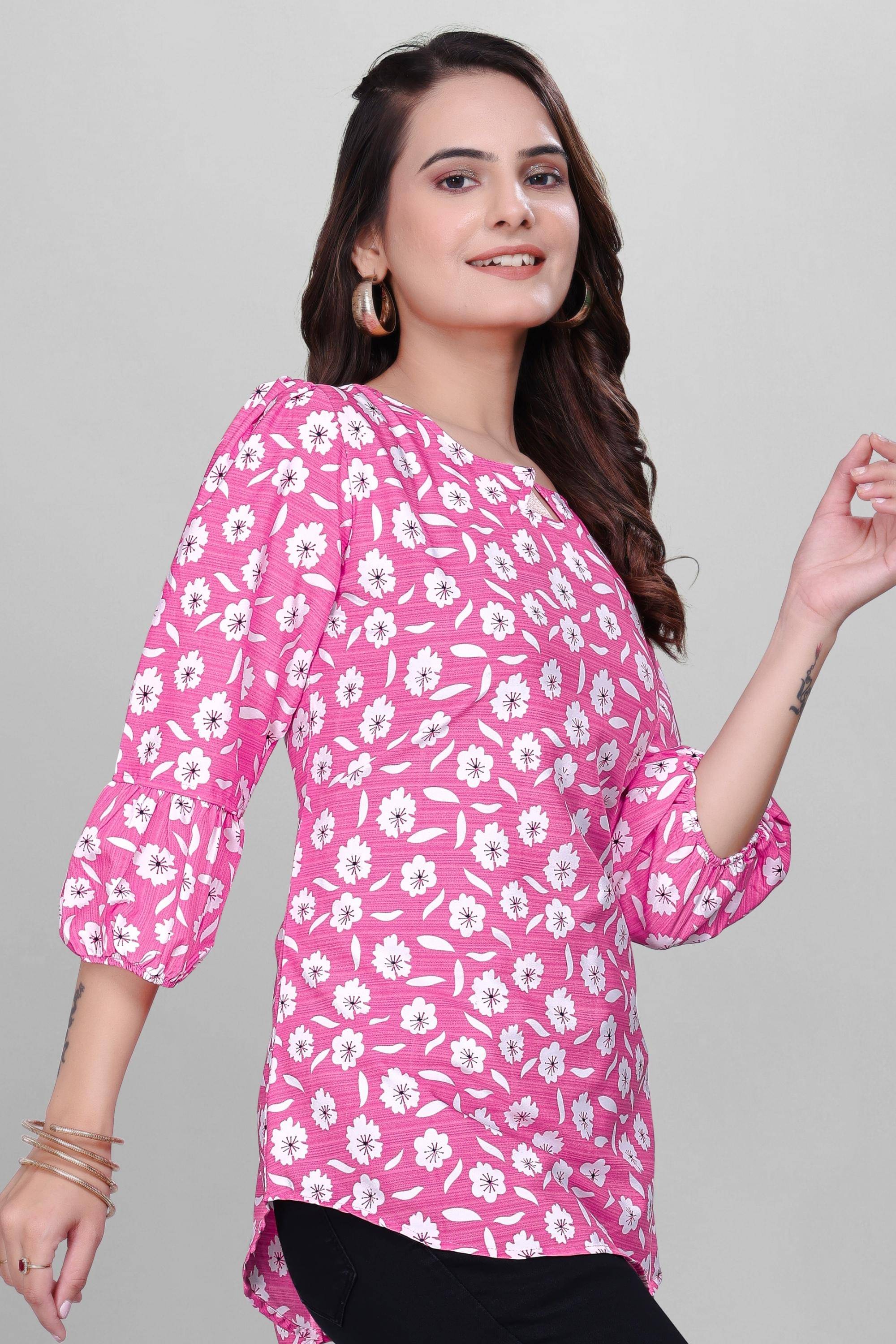     			ZELZIS Women's Crepe A-Line Top ( Pink )