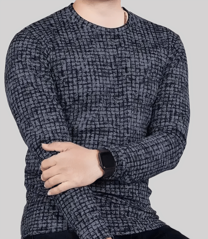     			hoshii Men Polyester Regular Fit Checks T-Shirt ( Grey )