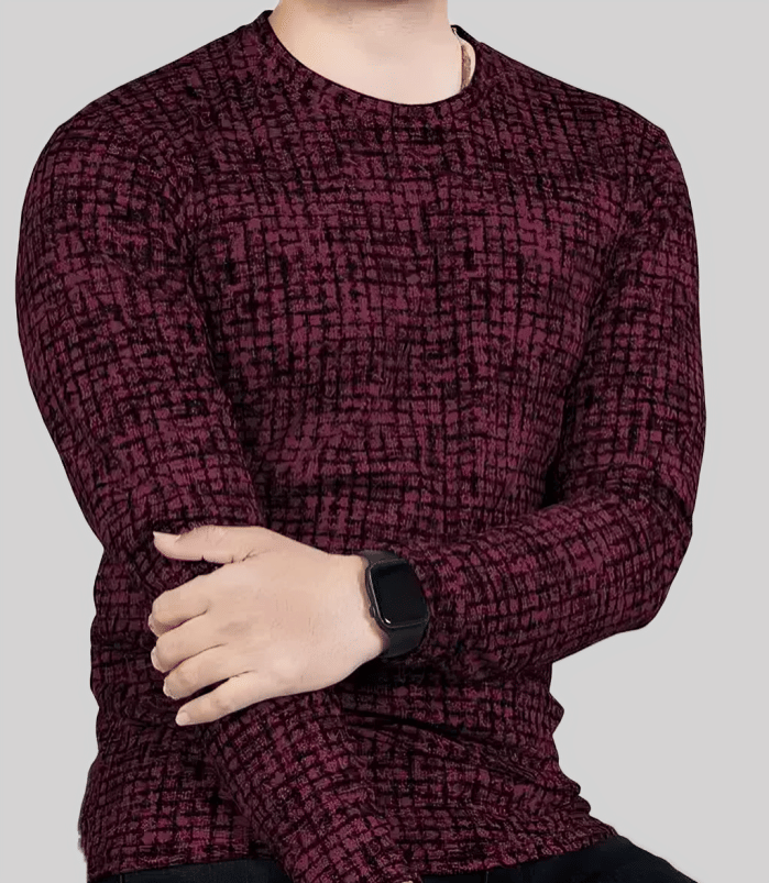     			hoshii Men Polyester Regular Fit Checks T-Shirt ( Maroon )