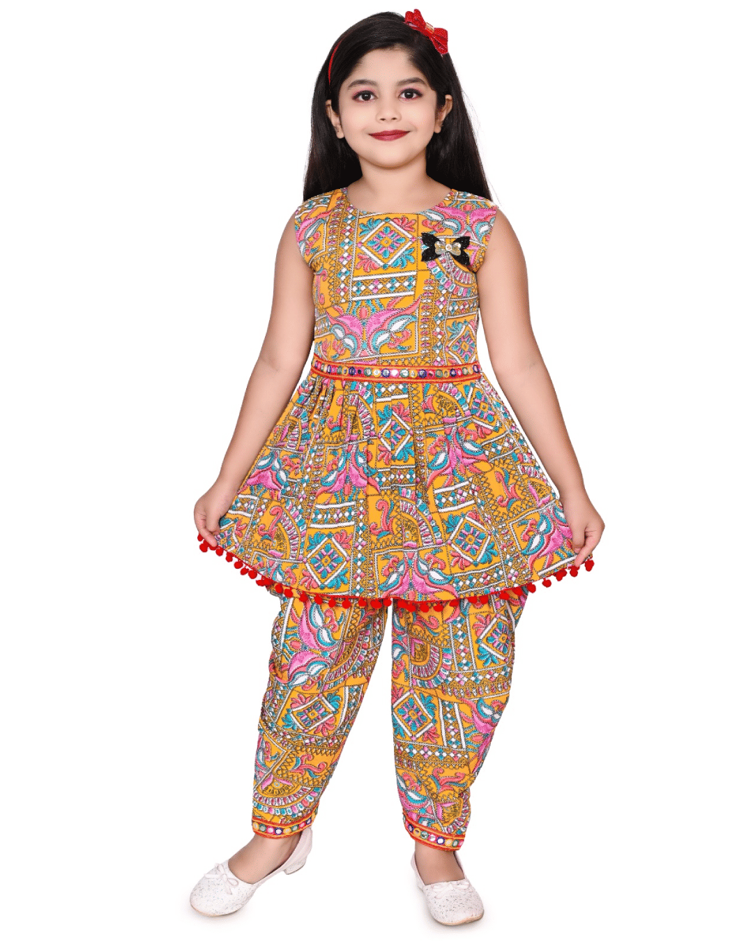     			swapdeli Girls Cotton Blend Kurti with Dhoti ( Pack of 1 , Yellow )