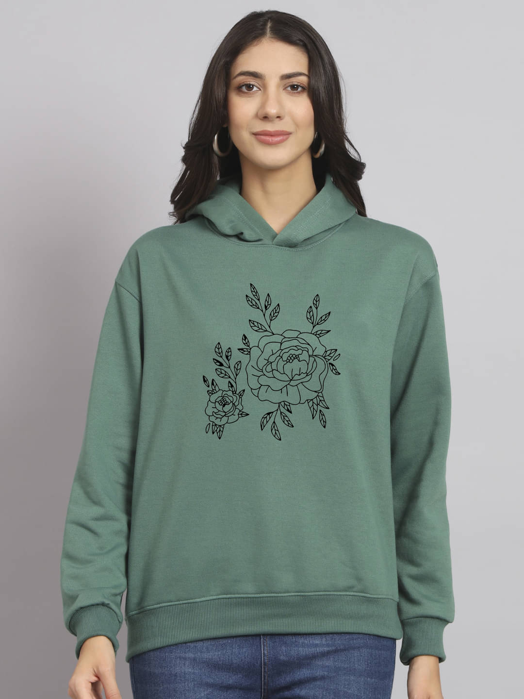 7 ISLANDS Women Fleece Hooded Sweatshirt ( Green ) 7 ISLANDS Women Fleece Hooded Sweatshirt ( Green )