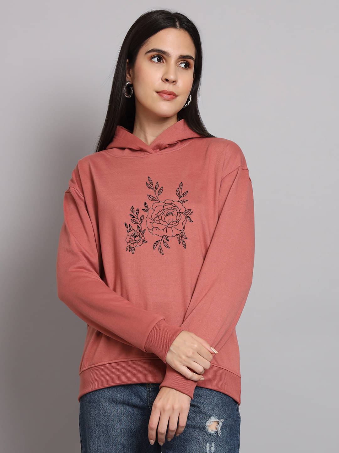     			7 ISLANDS Women's Fleece Hooded Sweatshirt ( Peach )